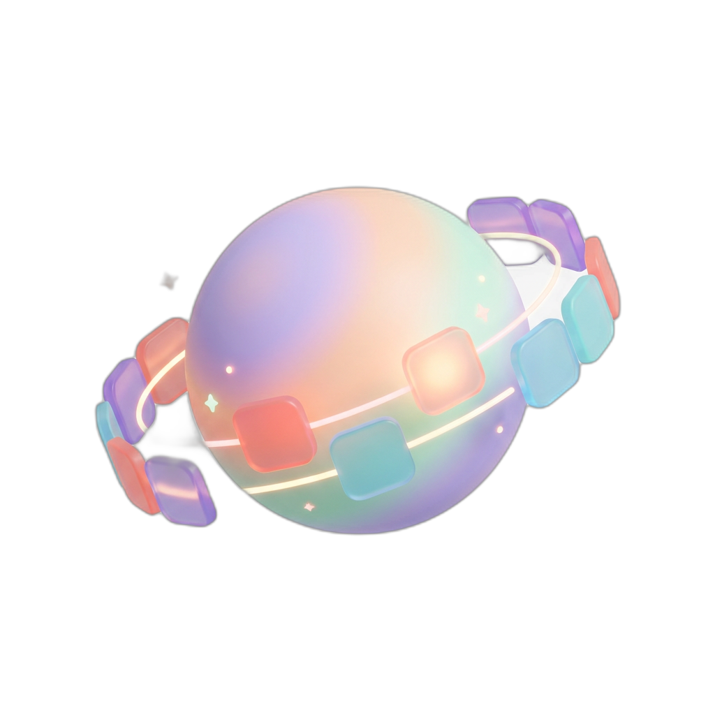 A floating planet with a glowing ledger board
